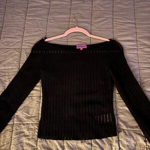 Edikted Black Ribbed Long Sleeve Top